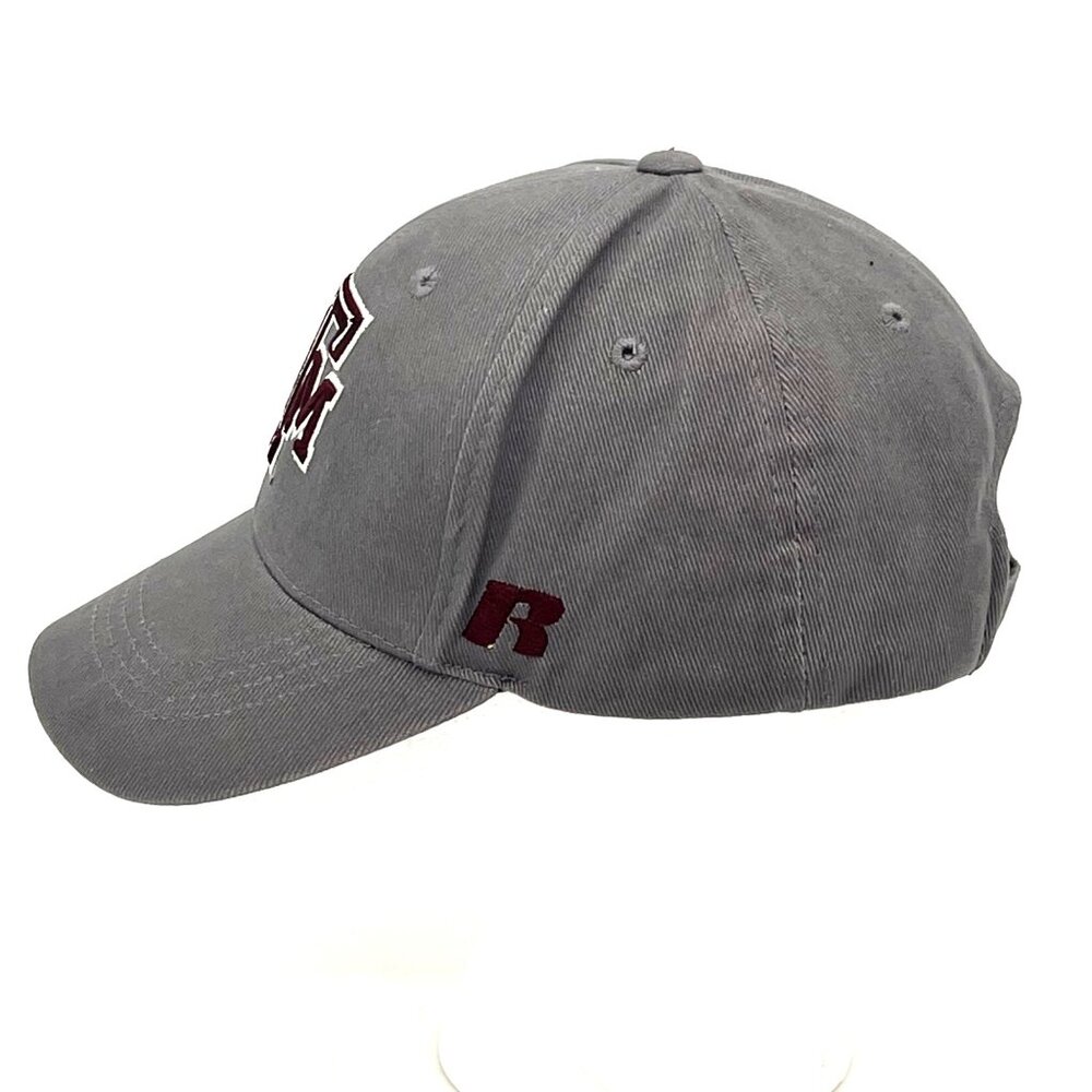 Texas A&M Aggies Embroidered Gray Baseball Cap By Russell Adjustable Strap OSFM - Picture 4 of 16